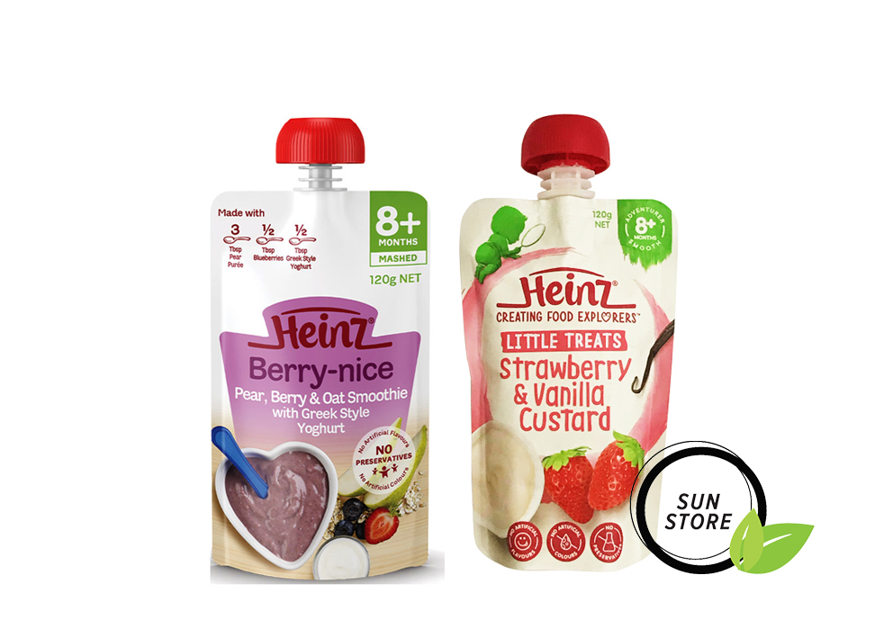 Hoa quả nghiền Heinz dành cho trẻ trên 8 tháng tuổi (Túi 120 gr)