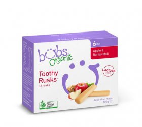 Bánh gặm nướu Bubs Organic vị táo, lúa mạch cho trẻ đang mọc răng (6 tháng+) 100g