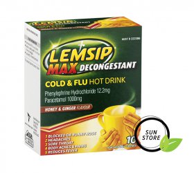 Thuốc Cảm Cúm Lemsip Max Decongestant Cold & Flu Honey & Ginger Của Úc Hộp 10 gói