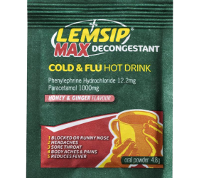 Thuốc Cảm Cúm Lemsip Max Decongestant Cold & Flu Honey & Ginger Của Úc Hộp 10 gói
